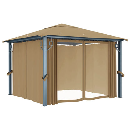 Pavillon mit Vorhang 300x300 cm Taupe Aluminium - Pazzar.ch