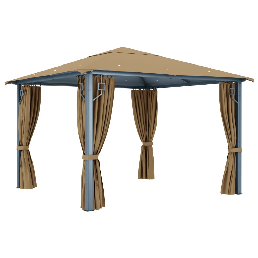 Pavillon mit Vorhang 300x300 cm Taupe Aluminium - Pazzar.ch