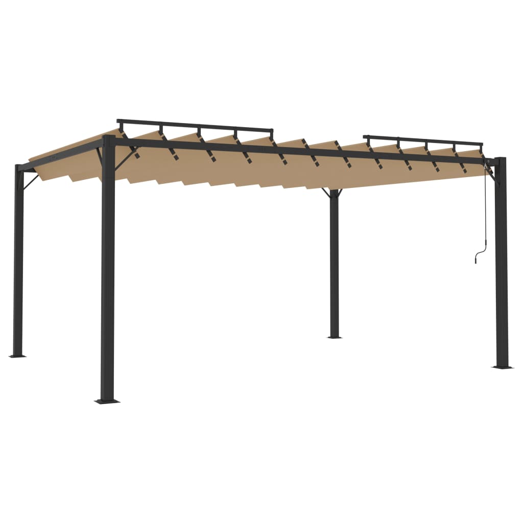 Pavillon mit Lamellendach 3x4 m Taupe Stoff und Aluminium - Pazzar.ch