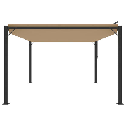 Pavillon mit Lamellendach 3x4 m Taupe Stoff und Aluminium - Pazzar.ch