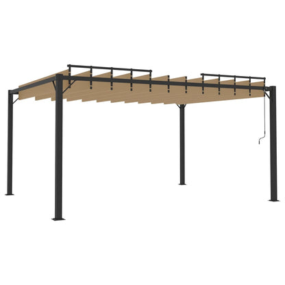 Pavillon mit Lamellendach 3x4 m Taupe Stoff und Aluminium - Pazzar.ch