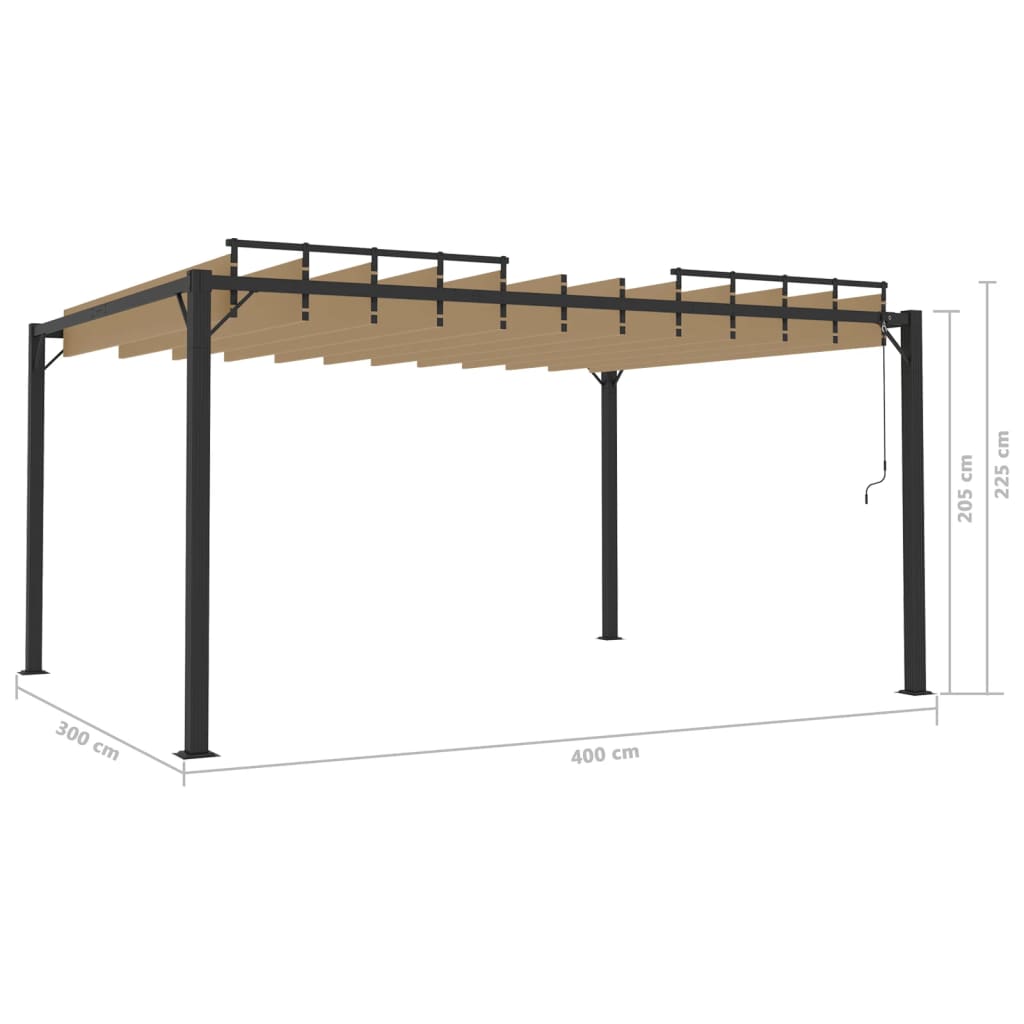 Pergola mit Lamellendach 3x4 m Taupe Stoff und Aluminium - Pazzar.ch
