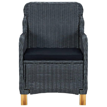 Gartenstühle mit Kissen 2 Stk. Poly Rattan Dunkelgrau - Pazzar.ch