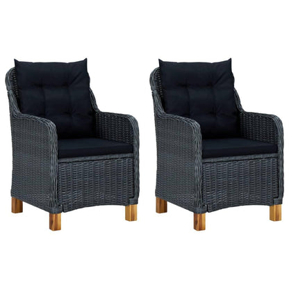 Gartenstühle mit Kissen 2 Stk. Poly Rattan Dunkelgrau - Pazzar.ch