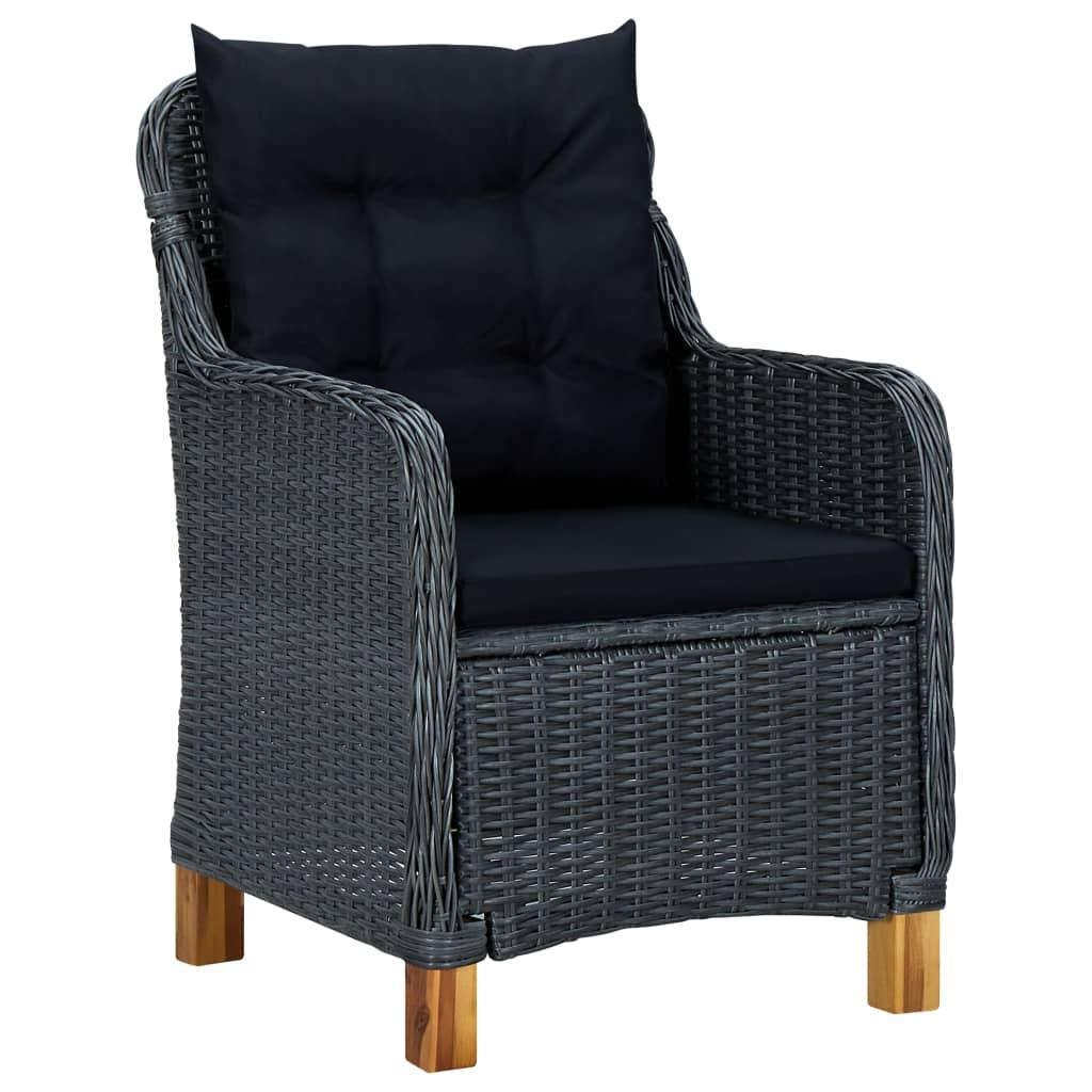 Gartenstühle mit Kissen 2 Stk. Poly Rattan Dunkelgrau - Pazzar.ch