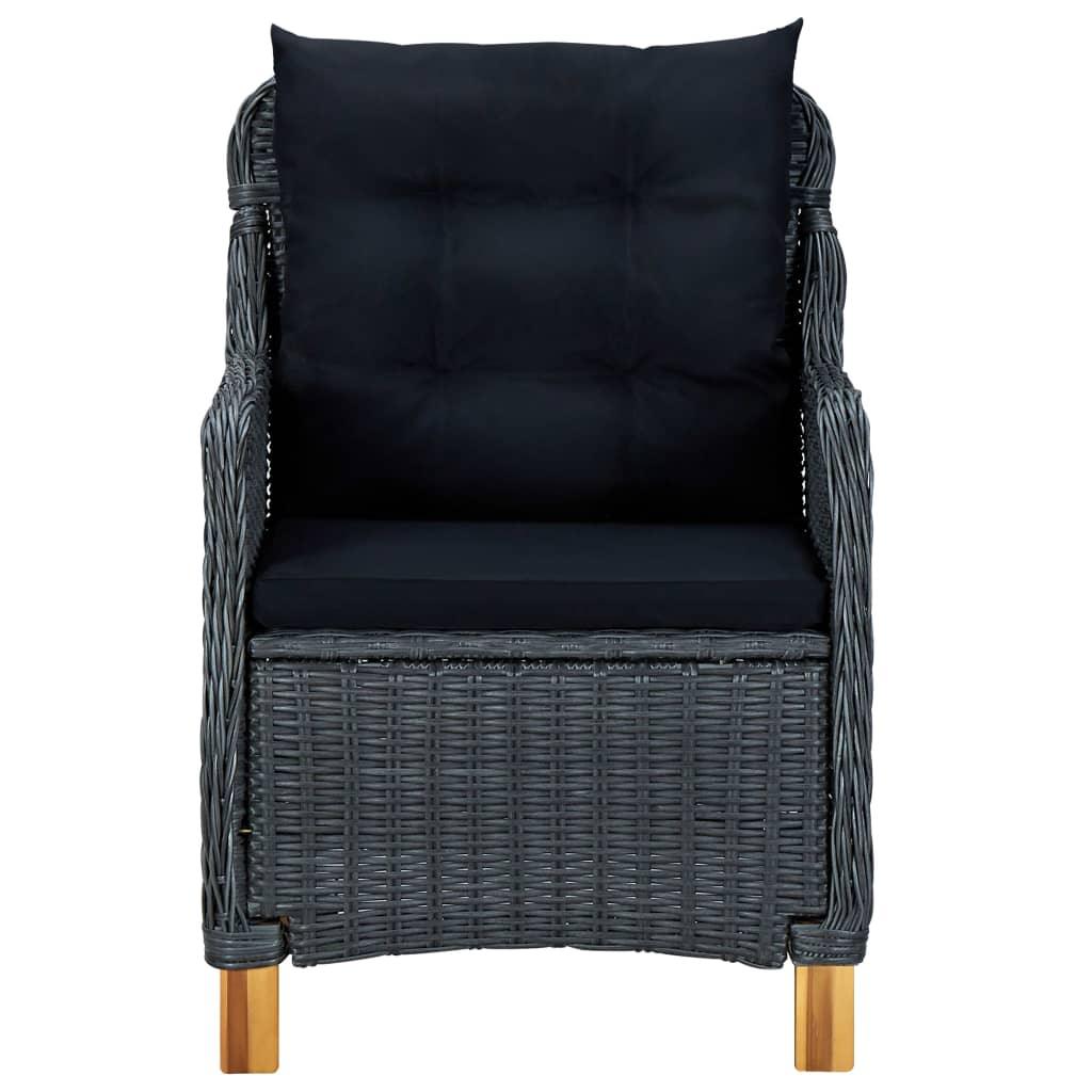 Gartenstühle mit Kissen 2 Stk. Poly Rattan Dunkelgrau - Pazzar.ch