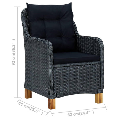Gartenstühle mit Kissen 2 Stk. Poly Rattan Dunkelgrau - Pazzar.ch