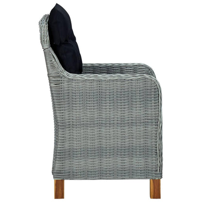 Gartenstühle mit Kissen 2 Stk. Poly Rattan Hellgrau - Pazzar.ch