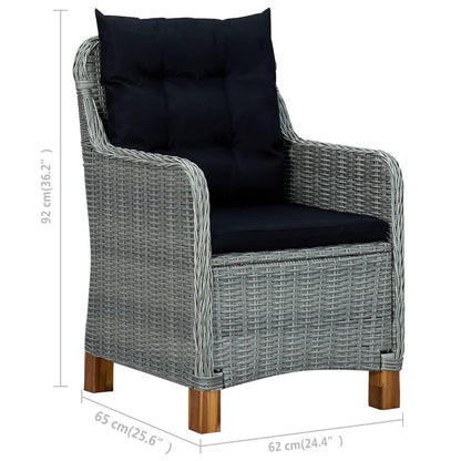 Gartenstühle mit Kissen 2 Stk. Poly Rattan Hellgrau - Pazzar.ch