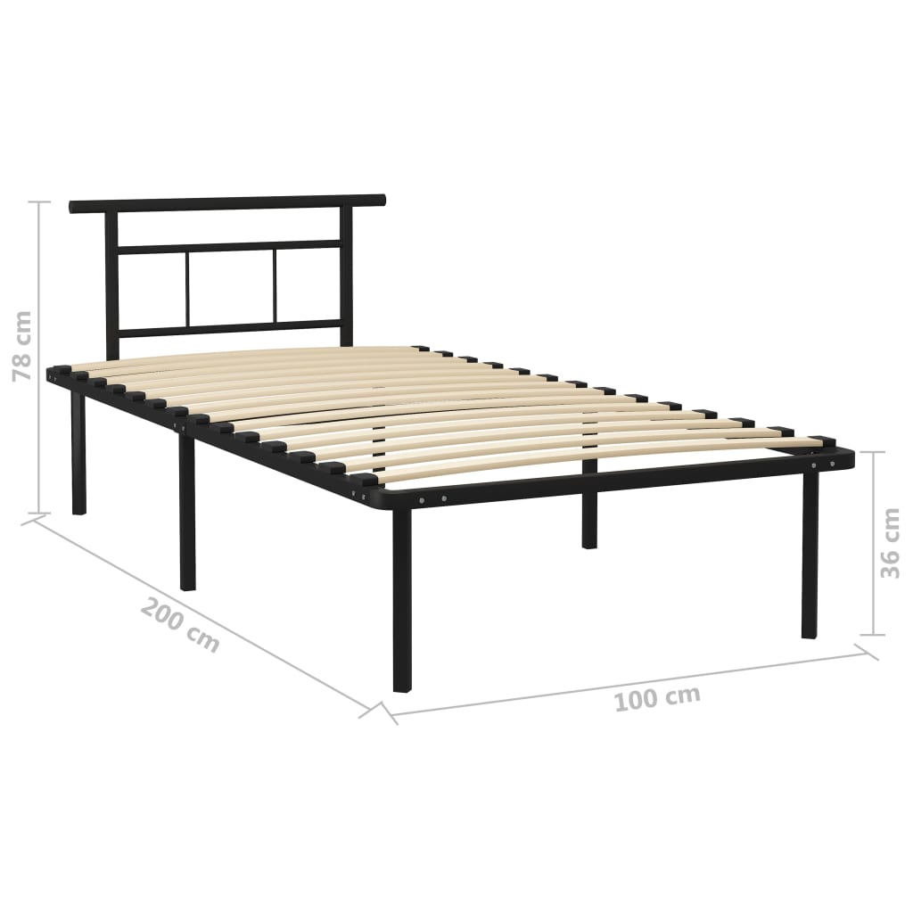 Bettgestell Schwarz Metall 100x200 cm - Pazzar.ch