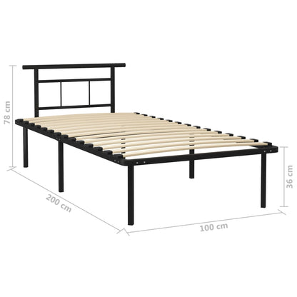 Bettgestell Schwarz Metall 100x200 cm - Pazzar.ch