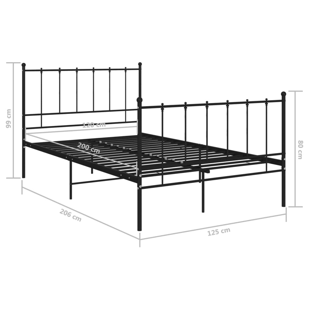 Bett Schwarz Metall 120x200 cm - Pazzar.ch
