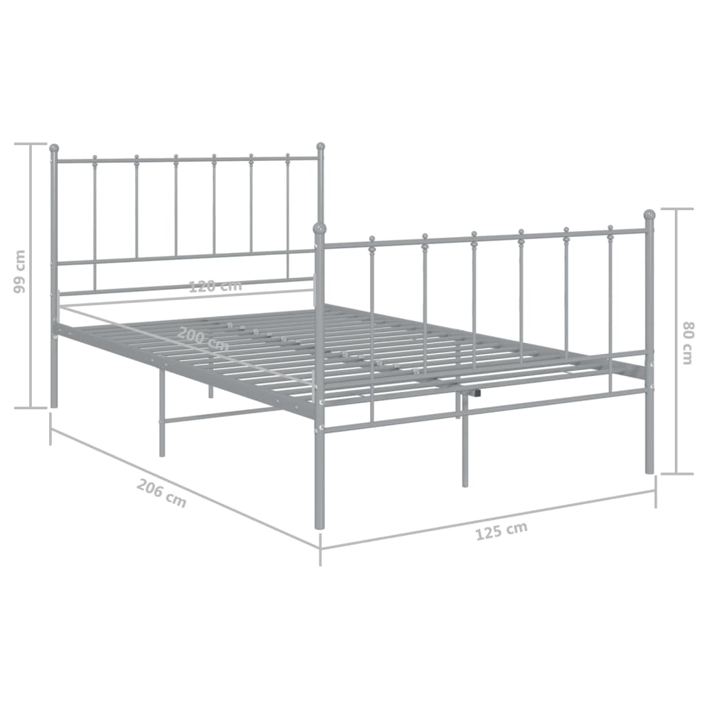 Bett Grau Metall 120x200 cm - Pazzar.ch