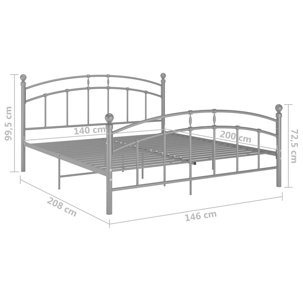 Bettgestell Grau Metall 140x200 cm - Pazzar.ch