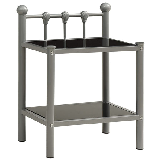 Nachttisch Grau und Schwarz 45x34,5x60,5 cm Metall und Glas - Pazzar.ch