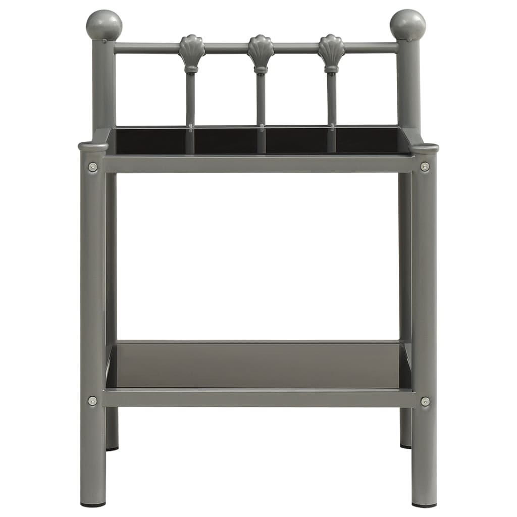 Nachttische 2 Stk. Grau und Schwarz Metall und Glas - Pazzar.ch