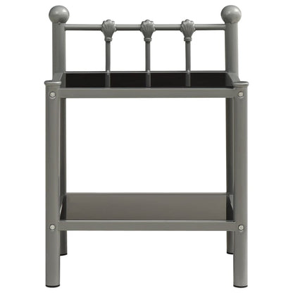 Nachttische 2 Stk. Grau und Schwarz Metall und Glas - Pazzar.ch