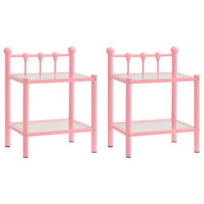 Nachttische 2 Stk. Rosa Transparent Metall und Glas - Pazzar.ch