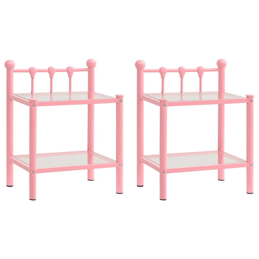 Nachttische 2 Stk. Rosa Transparent Metall und Glas - Pazzar.ch