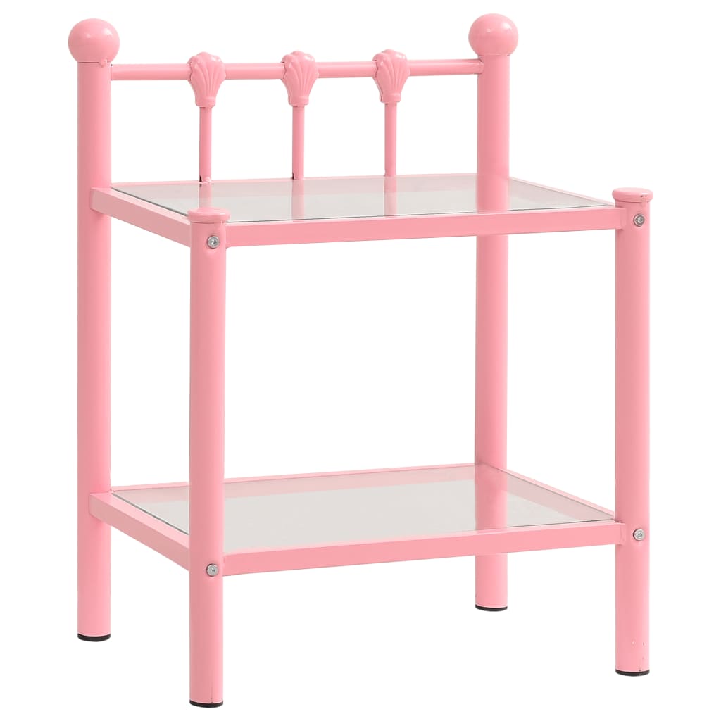 Nachttische 2 Stk. Rosa Transparent Metall und Glas - Pazzar.ch