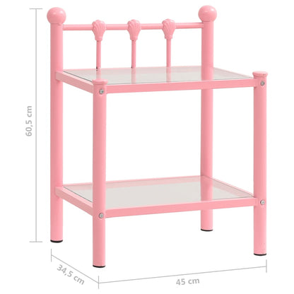 Nachttische 2 Stk. Rosa Transparent Metall und Glas - Pazzar.ch