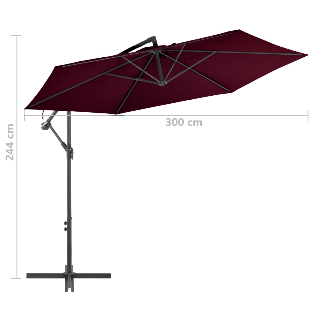 Ampelschirm mit Alu-Mast Bordeauxrot 300 cm - Pazzar.ch