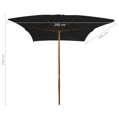 Sonnenschirm mit Holzmast Schwarz 200x300 cm - Pazzar.ch