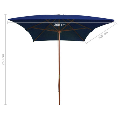 Sonnenschirm mit Holzmast Blau 200x300 cm - Pazzar.ch