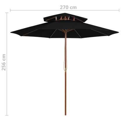 Sonnenschirm mit Doppeldach und Holzmast Schwarz 270 cm - Pazzar.ch