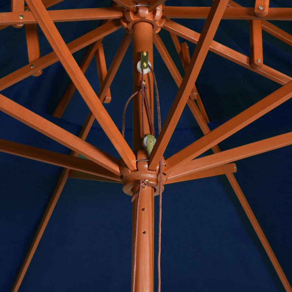Sonnenschirm mit Doppeldach und Holzmast Blau 270 cm - Pazzar.ch