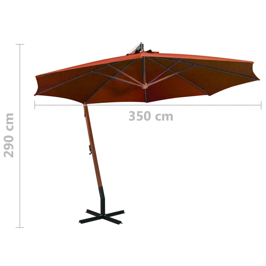 Ampelschirm mit Mast Terrakotta 3,5x2,9 m Massivholz Tanne