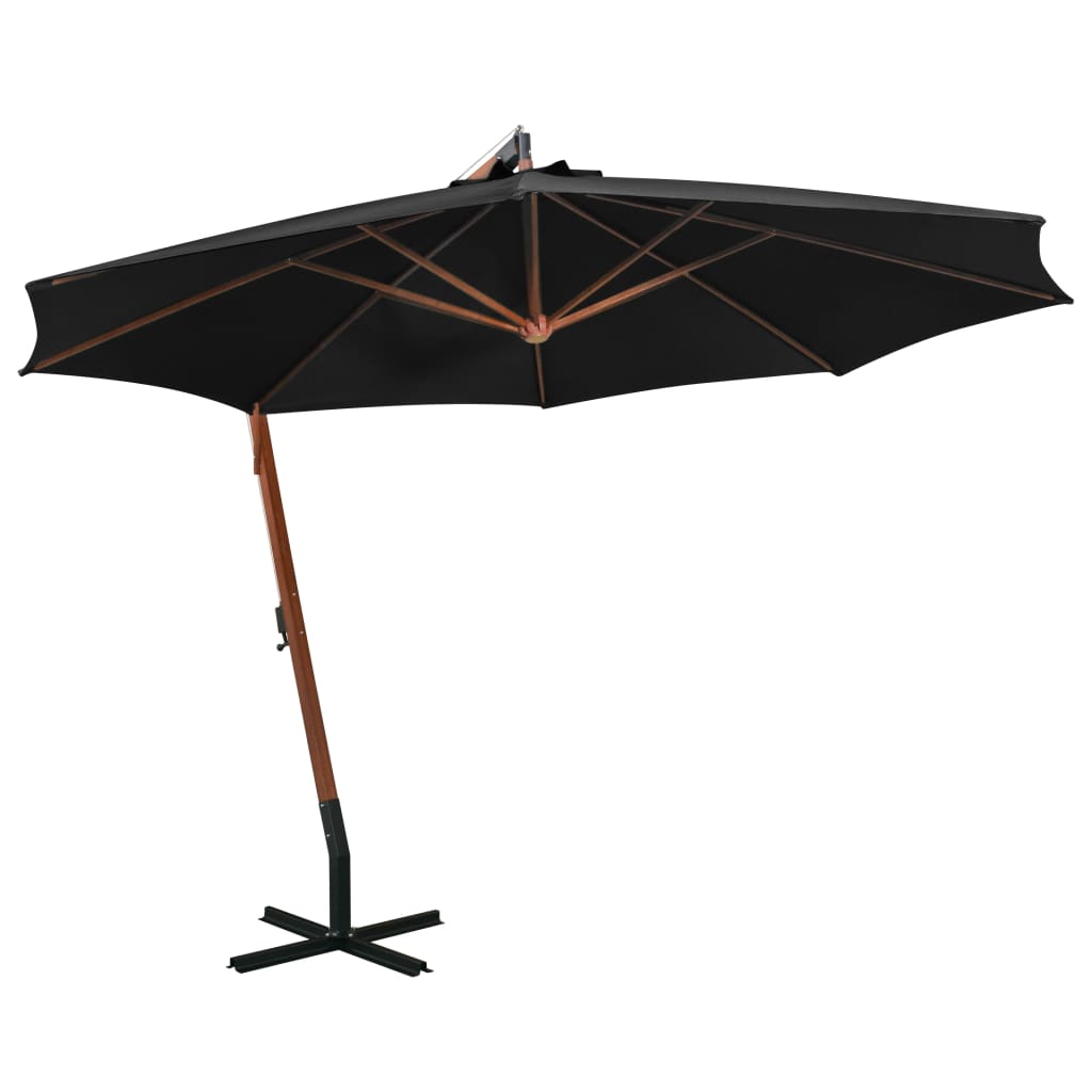 Ampelschirm mit Mast Schwarz 3,5x2,9 m Massivholz Tanne - Pazzar.ch