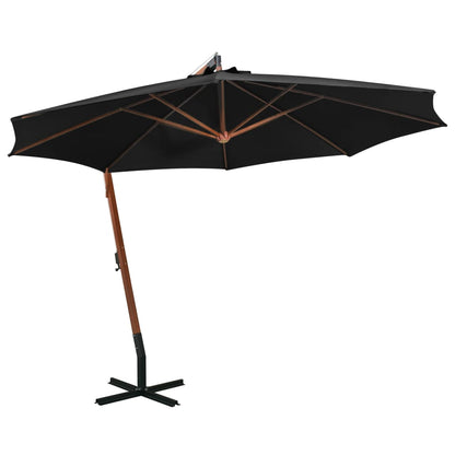 Ampelschirm mit Mast Schwarz 3,5x2,9 m Massivholz Tanne - Pazzar.ch