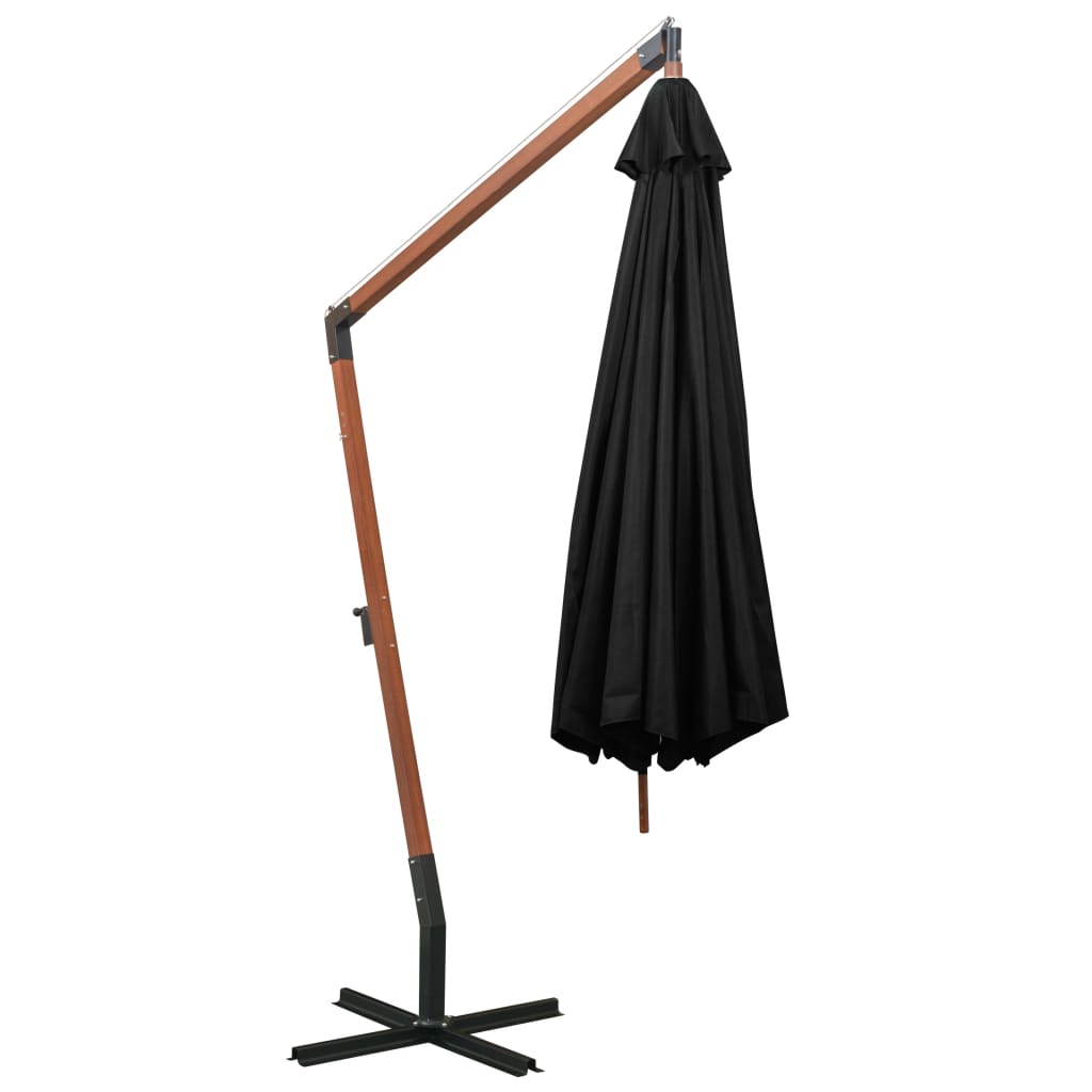 Ampelschirm mit Mast Schwarz 3,5x2,9 m Massivholz Tanne - Pazzar.ch