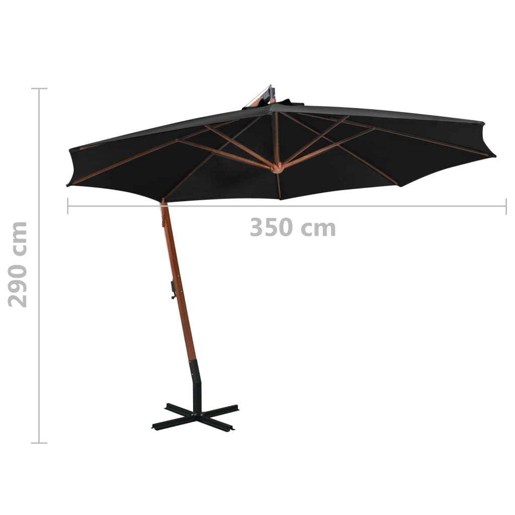 Ampelschirm mit Mast Schwarz 3,5x2,9 m Massivholz Tanne - Pazzar.ch