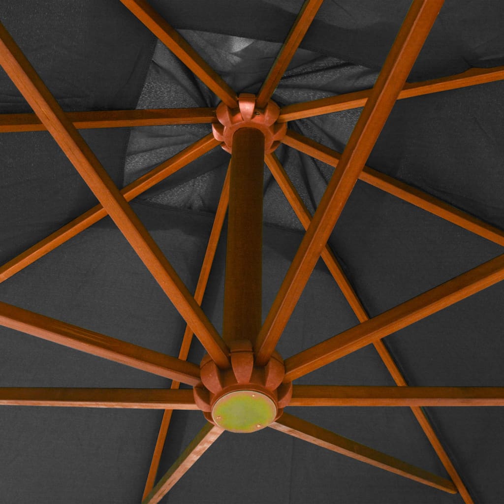 Ampelschirm mit Mast Anthrazit 3x3 m Massivholz Tanne - Pazzar.ch