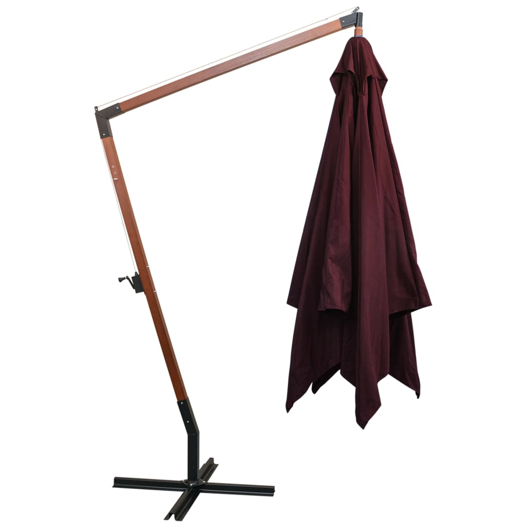 Ampelschirm mit Mast Bordeauxrot 3x3 m Massivholz Tanne - Pazzar.ch