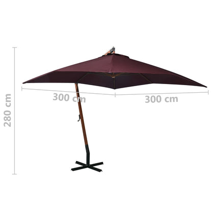 Ampelschirm mit Mast Bordeauxrot 3x3 m Massivholz Tanne - Pazzar.ch