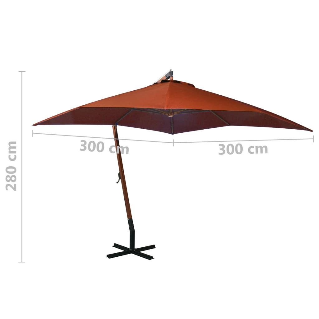 Ampelschirm mit Mast Terracotta-Rot 3x3 m Massivholz Tanne - Pazzar.ch