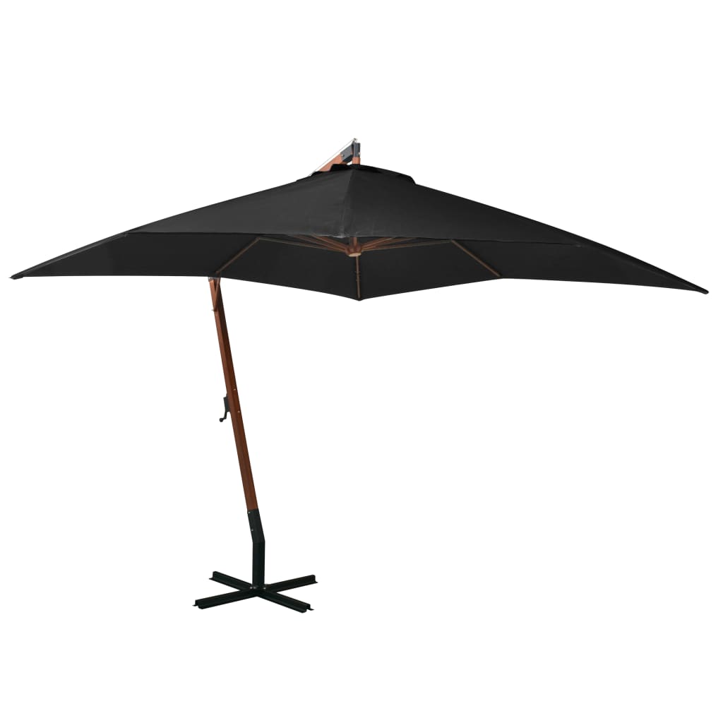 Ampelschirm mit Mast Schwarz 3x3 m Massivholz Tanne - Pazzar.ch