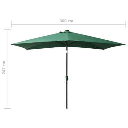 Sonnenschirm mit LEDs und Stahl-Mast Grün 2x3 m - Pazzar.ch