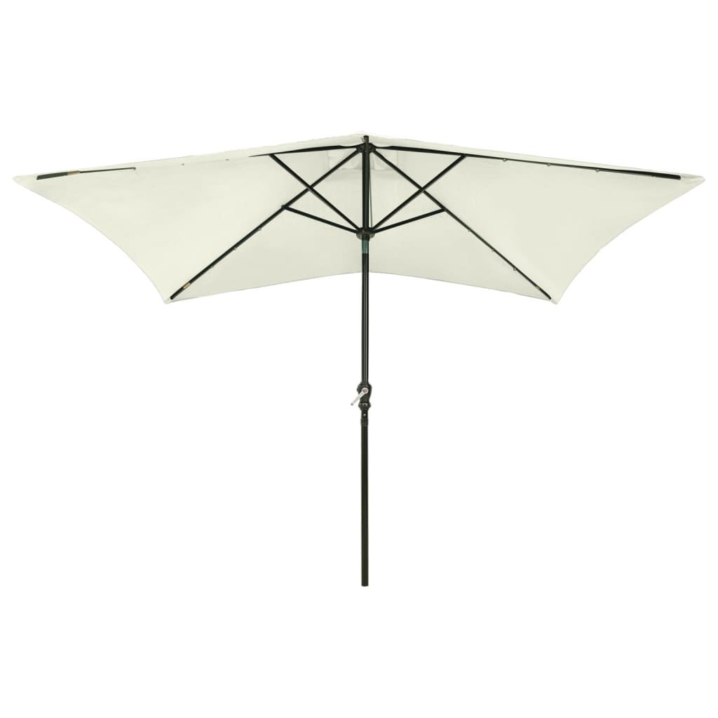 Sonnenschirm mit LEDs und Stahl-Mast Sandweiß 2x3 m