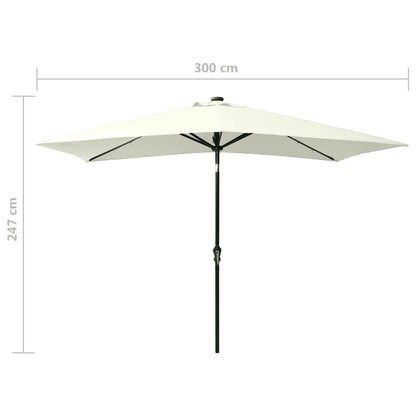Sonnenschirm mit LEDs und Stahl-Mast Sandfarben 2x3 m - Pazzar.ch