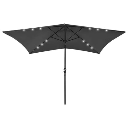 Sonnenschirm mit LEDs und Stahl-Mast Anthrazit 2x3 m - Pazzar.ch