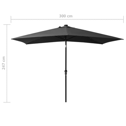 Sonnenschirm mit LEDs und Stahl-Mast Anthrazit 2x3 m - Pazzar.ch
