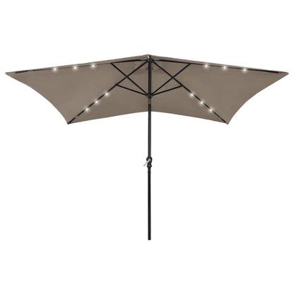 Sonnenschirm mit LEDs und Stahl-Mast Taupe 2x3 m - Pazzar.ch