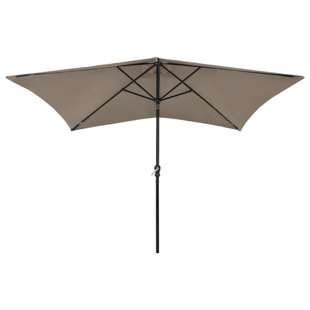 Sonnenschirm mit LEDs und Stahl-Mast Taupe 2x3 m - Pazzar.ch
