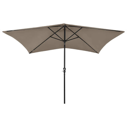 Sonnenschirm mit LEDs und Stahl-Mast Taupe 2x3 m - Pazzar.ch