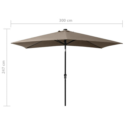 Sonnenschirm mit LEDs und Stahl-Mast Taupe 2x3 m - Pazzar.ch