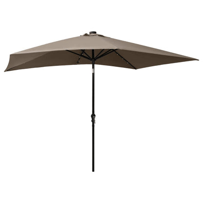 Sonnenschirm mit LEDs und Stahl-Mast Taupe 2x3 m - Pazzar.ch